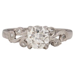 Antique GIA 1.22 Carat Art Deco Diamond Palladium Engagement Ring