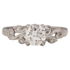 Anello di fidanzamento in palladio con diamante Art Deco GIA da 1,22 carati