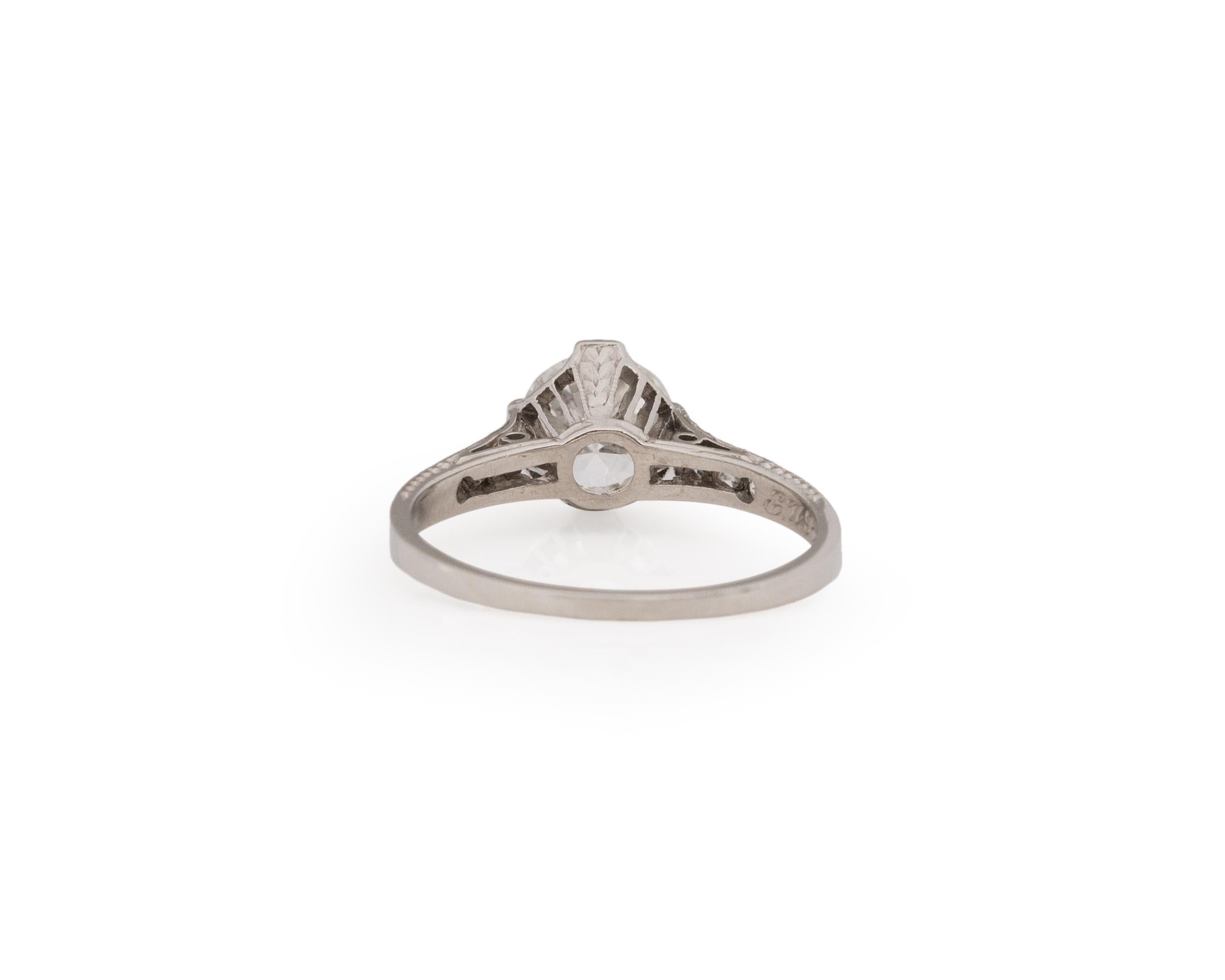 GIA 1.22 Carat Art Deco Diamond Platinum Engagement Ring In Good Condition For Sale In Atlanta, GA