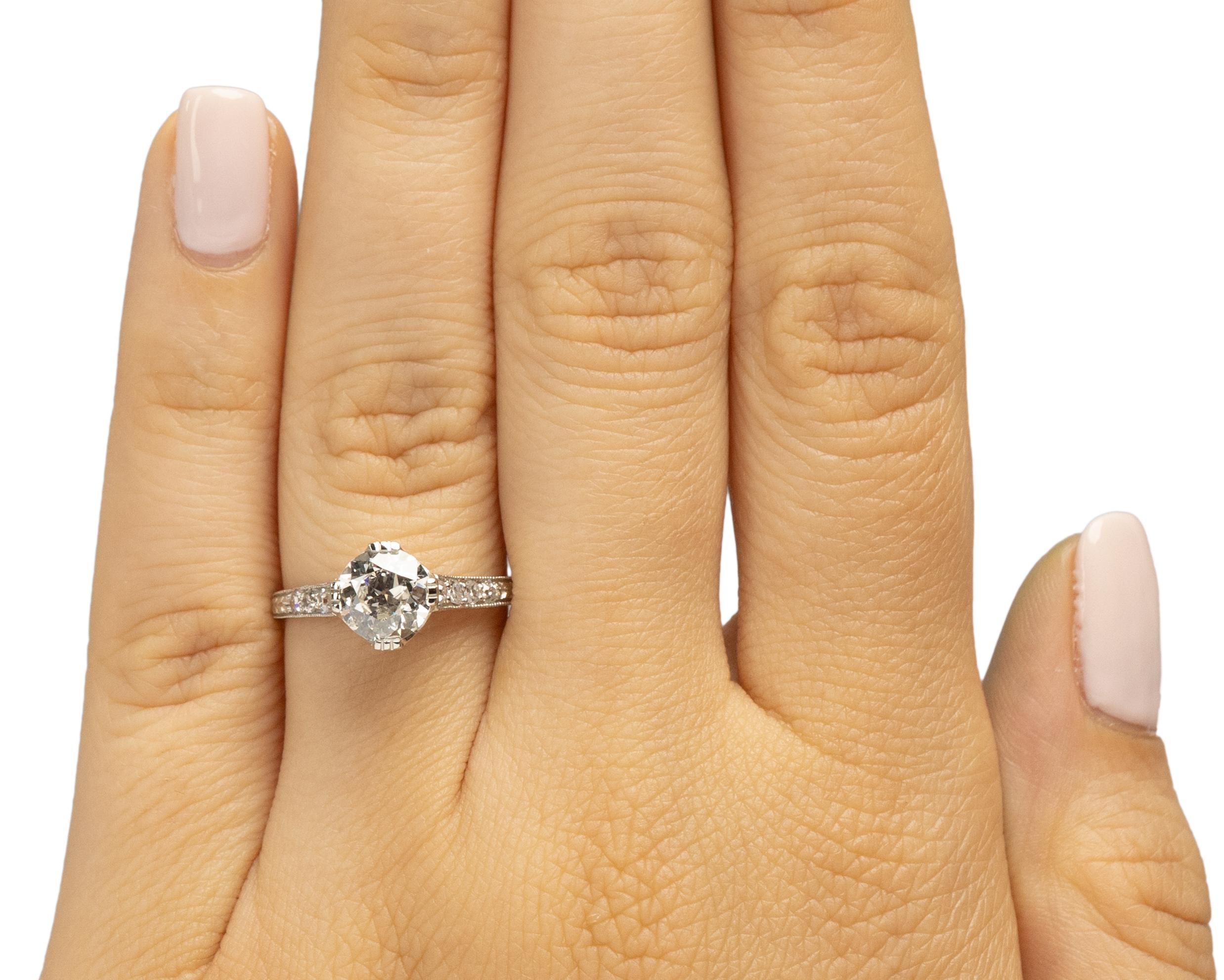 Women's GIA 1.22 Carat Art Deco Diamond Platinum Engagement Ring For Sale