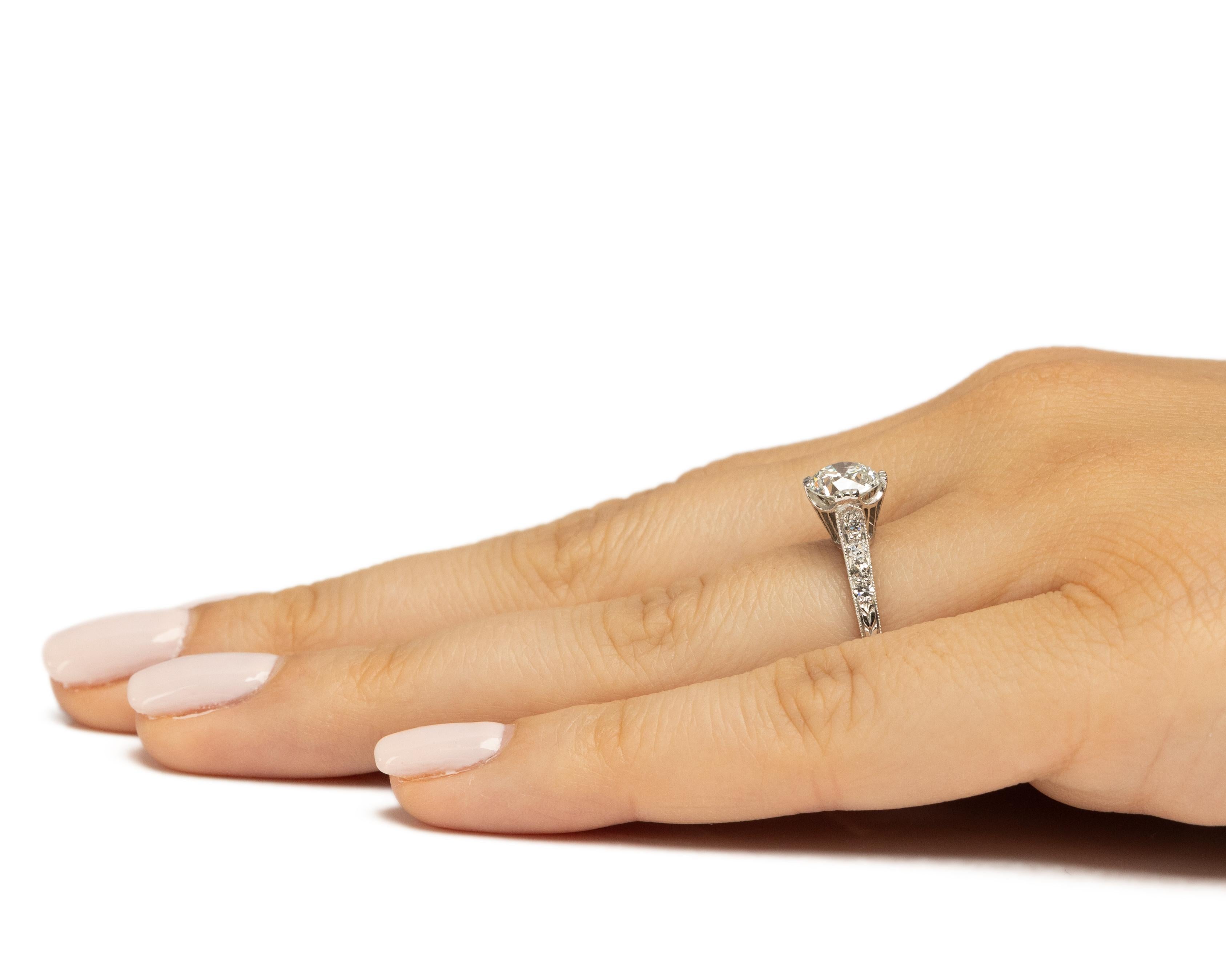 GIA 1.22 Carat Art Deco Diamond Platinum Engagement Ring For Sale 2