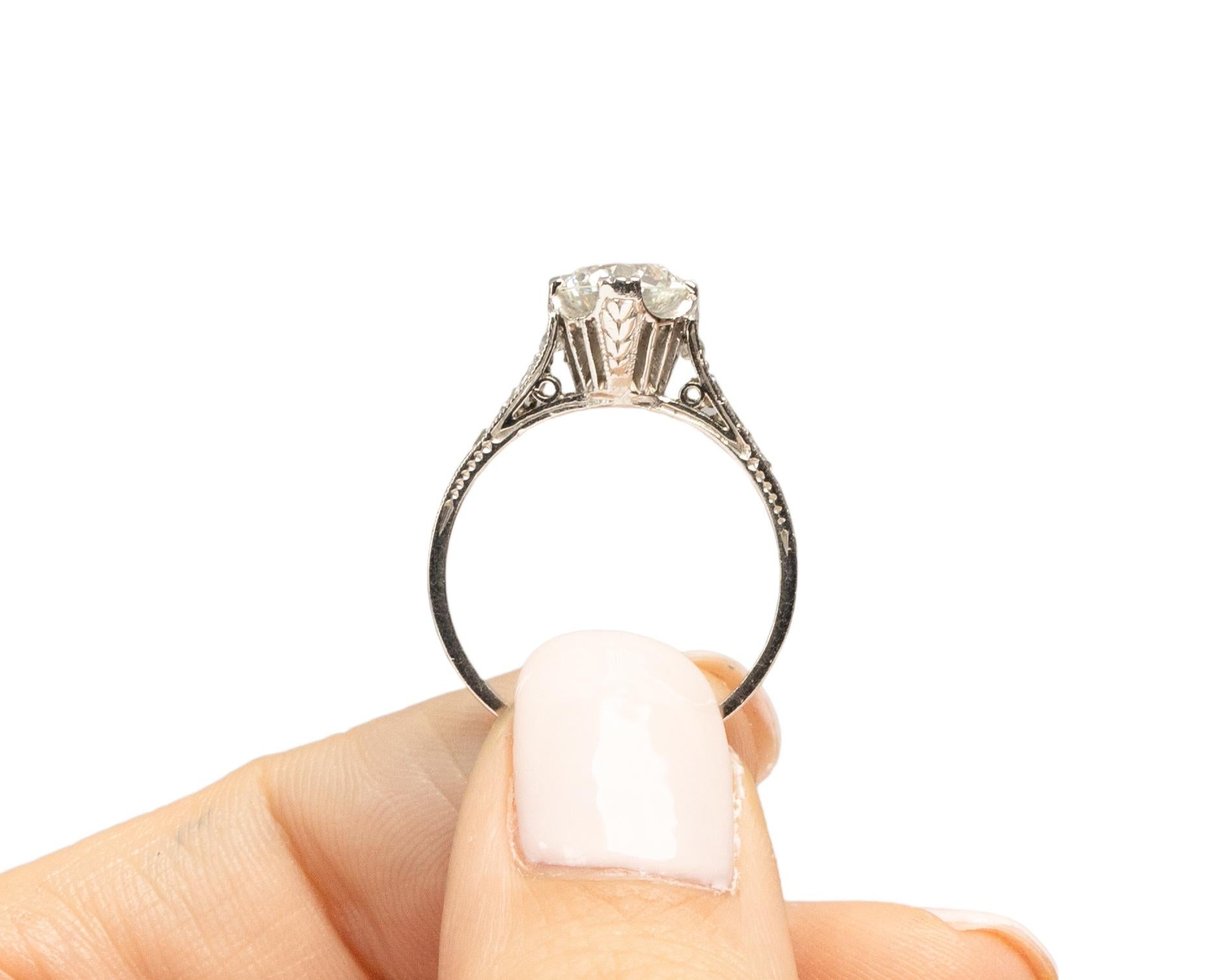 GIA 1.22 Carat Art Deco Diamond Platinum Engagement Ring For Sale 3