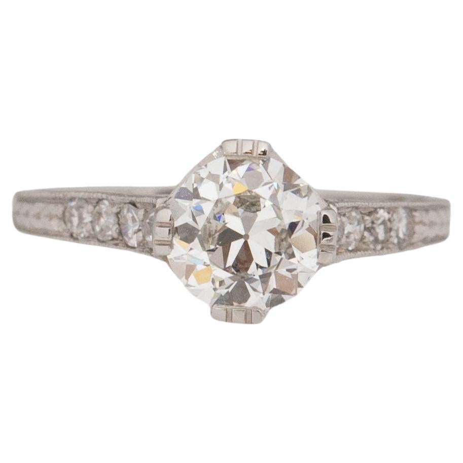 GIA 1.22 Carat Art Deco Diamond Platinum Engagement Ring For Sale