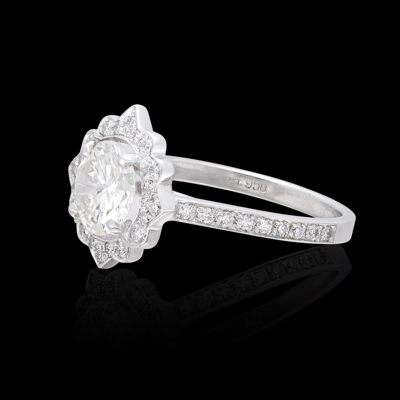 Art Deco GIA 1.22 Carat Diamond Platinum Engagement Ring For Sale