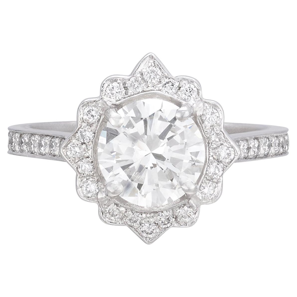 GIA 1.22 Carat Diamond Platinum Engagement Ring For Sale