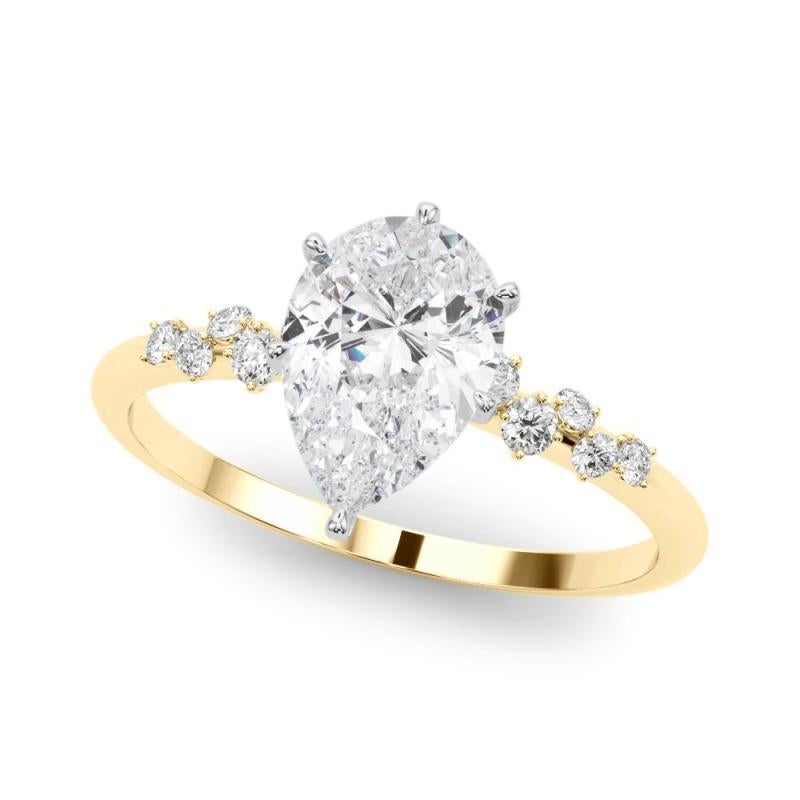 GIA 1,22 Karat Birne Cluster Trellis Solitär 18K Gelbgold Diamantring (Tropfenschliff) im Angebot