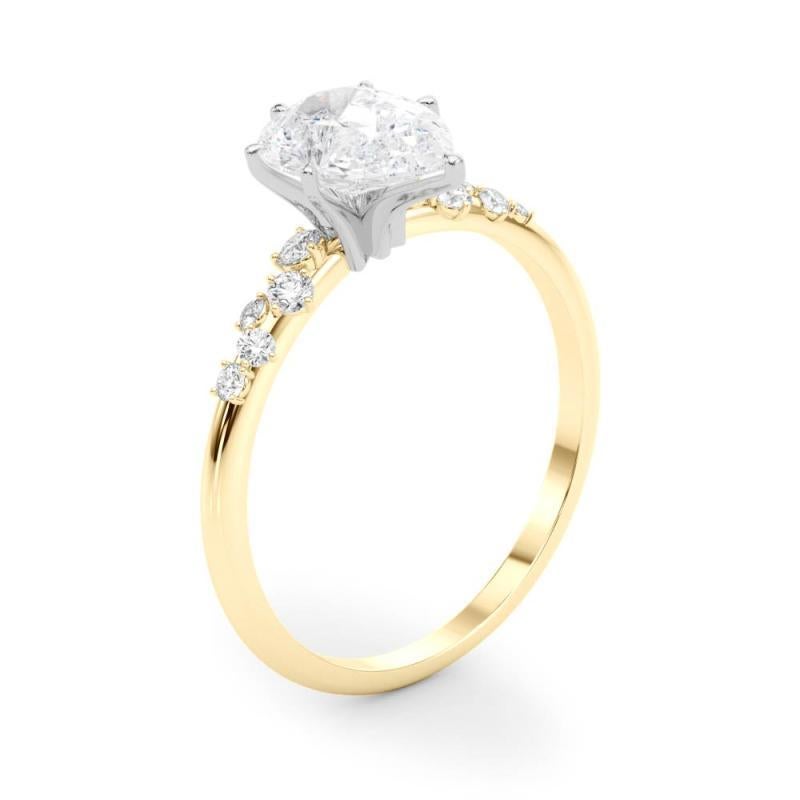 GIA 1,22 Karat Birne Cluster Trellis Solitär 18K Gelbgold Diamantring Damen im Angebot