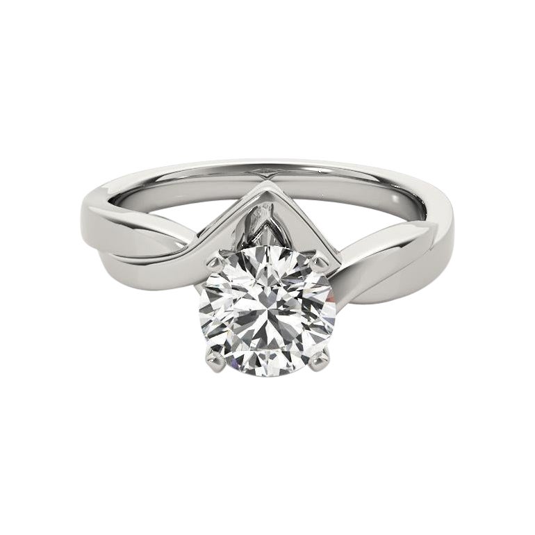 GIA 1.22 Carati Tondo Solitario Chevron Nodo d'Amore  Anello con diamante