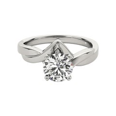 GIA 1.22 Carati Tondo Solitario Chevron Nodo d'Amore  Anello con diamante