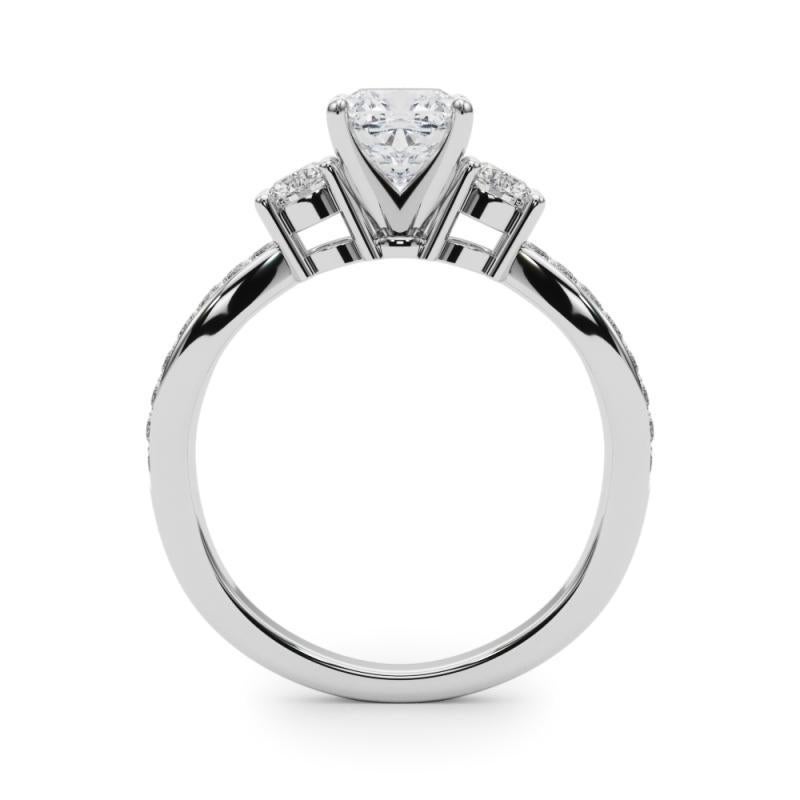 GIA 1,22ct Cuscino a Tre Pietre Split Shank Pave  Anello con diamante In condizioni Nuovo in vendita a New York, NY