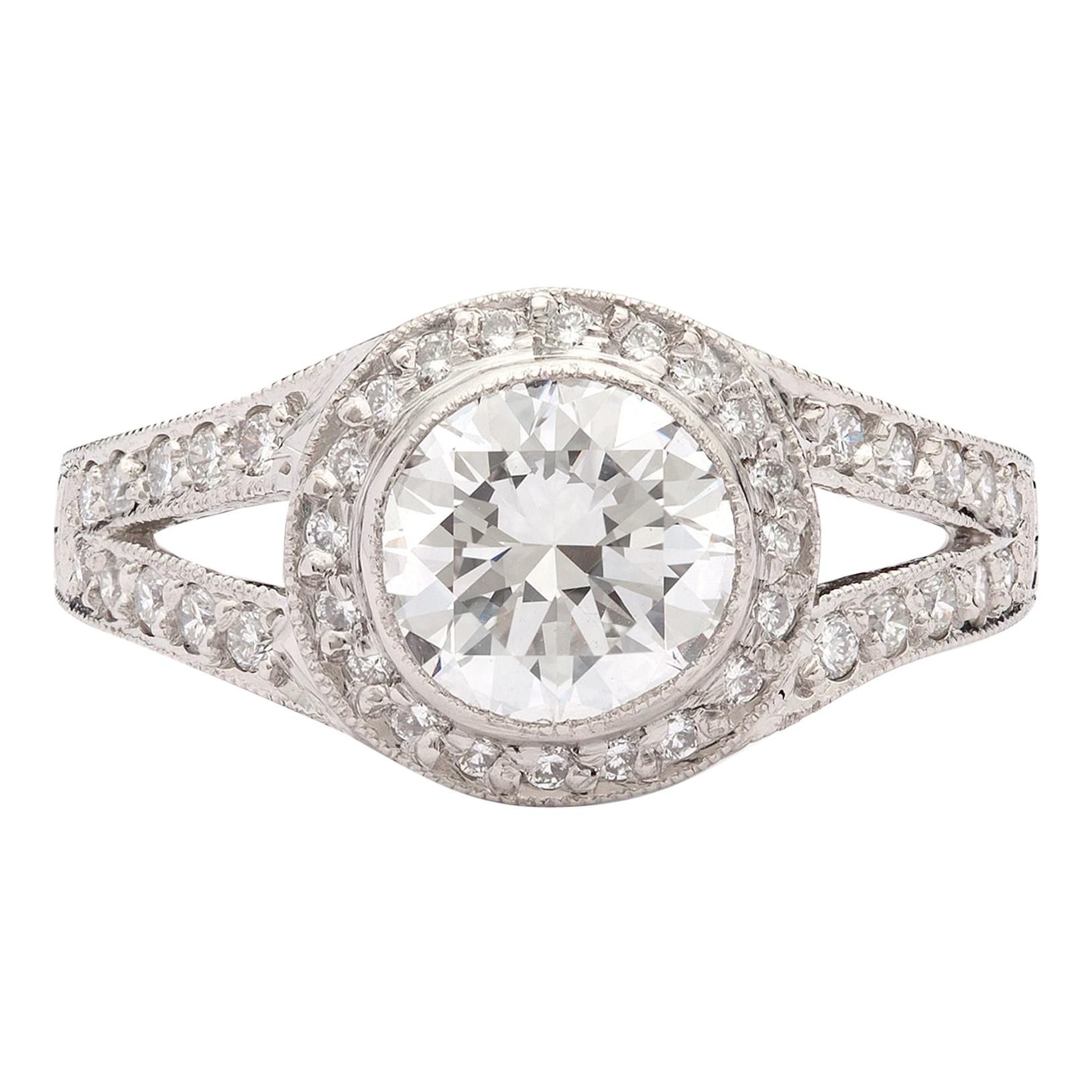 GIA 1.22ct E/VS1 Round Brilliant Diamond Platinum Ring