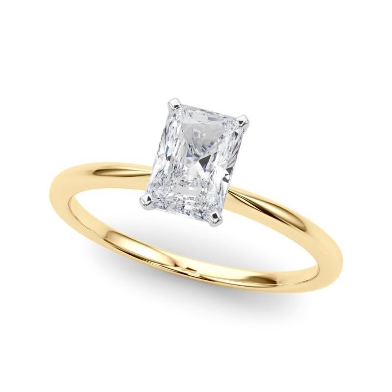 Taglio radiant GIA 1,22ct Radiant Prong Set Solitaire Slim Band in oro giallo 18K Diamond in vendita