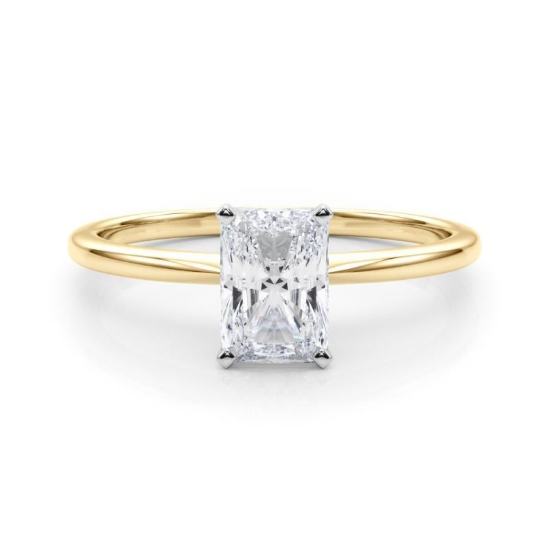 GIA 1,22ct Radiant Prong Set Solitaire Slim Band in oro giallo 18K Diamond