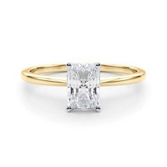 GIA 1,22ct Radiant Prong Set Solitaire Slim Band in oro giallo 18K Diamond