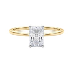 GIA 1,22ct Radiant Prong Set Solitaire Slim Band 18K Gelbgold Diamantring