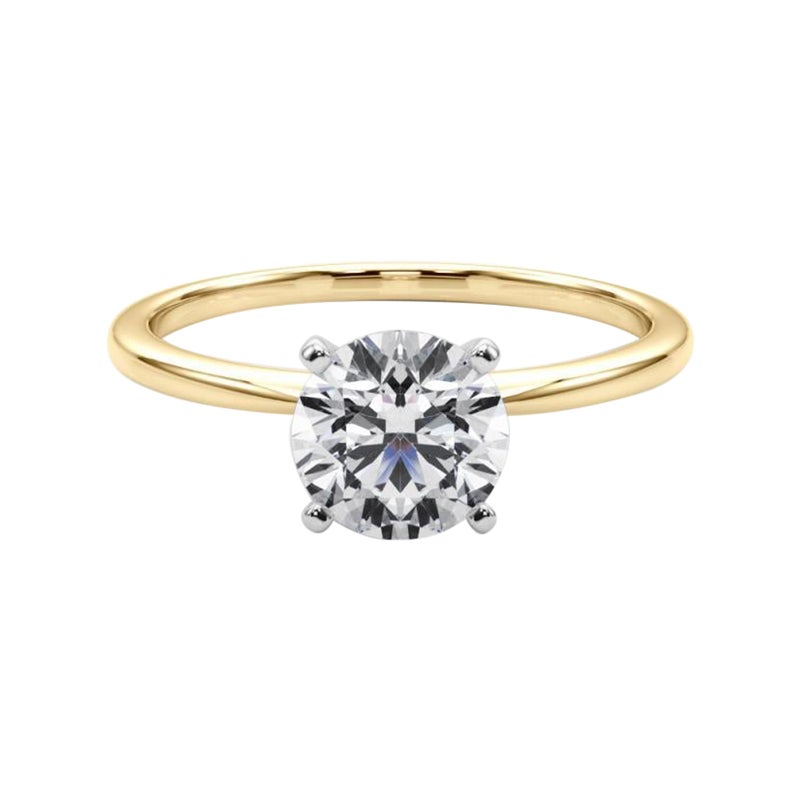 GIA 1,22ct Anello con diamante rotondo a fascia sottile con solitario incastonato in oro giallo 18 carati