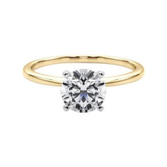 GIA 1,22ct Anello con diamante rotondo a fascia sottile con solitario incastonato in oro giallo 18 carati