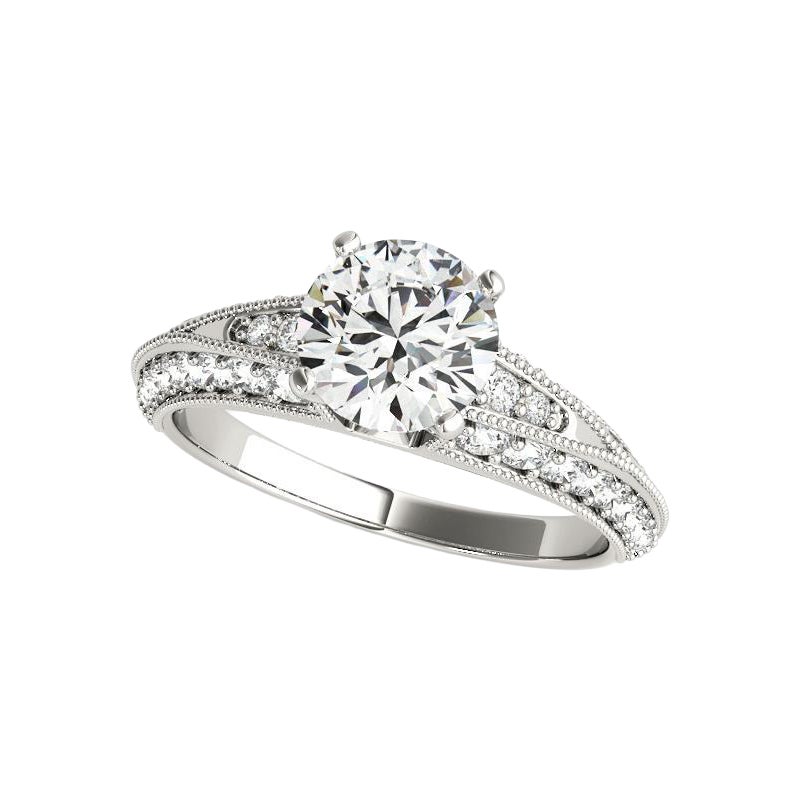 GIA 1.22ct Round Solitaire & Channel Knife-Edge  Diamond Ring