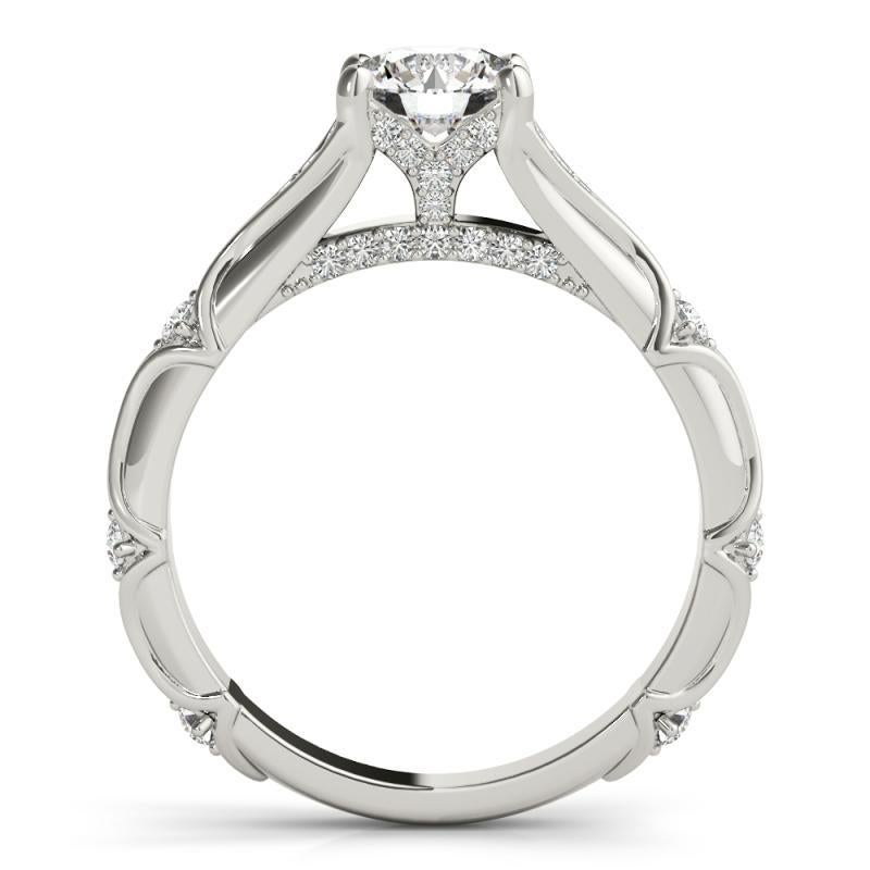 Taille ronde GIA 1.22ct Round Solitaire & Hidden Pave Vintage Diamond Ring en vente