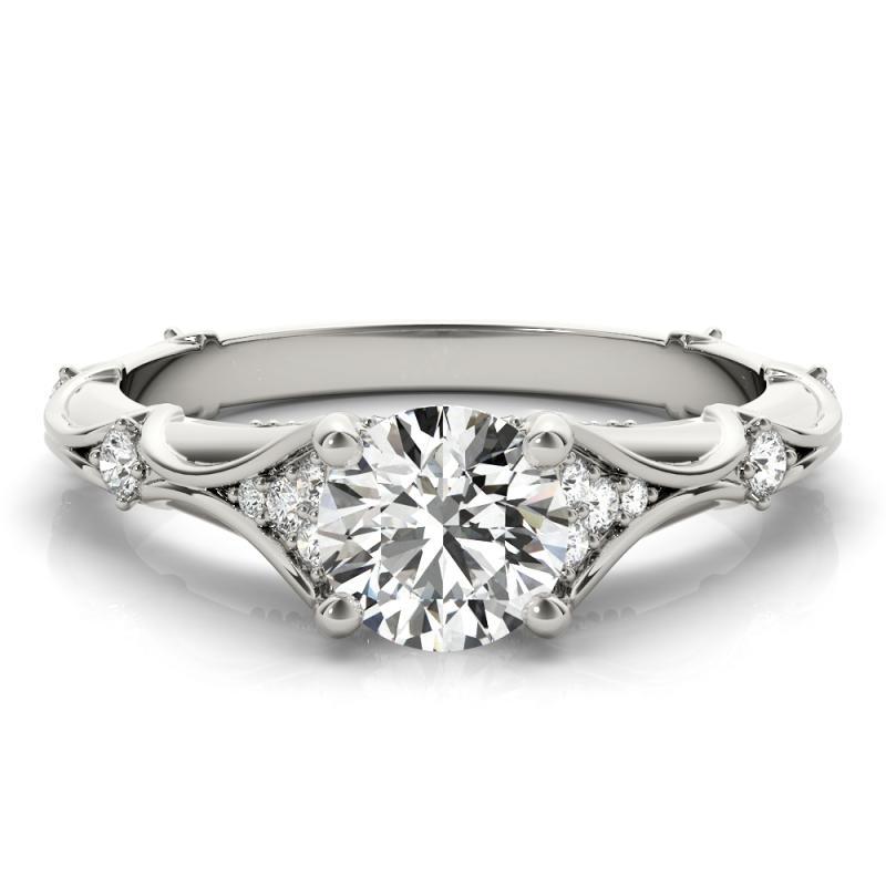 GIA 1.22ct Round Solitaire & Hidden Pave Vintage Diamond Ring Neuf - En vente à New York, NY