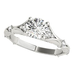 GIA 1.22ct Round Solitaire & Hidden Pave Vintage Diamond Ring