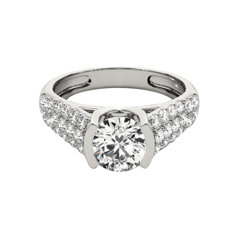 GIA 1,22ct Runde Triple Row Diamond Tension Set 18K Weißgold Diamantring