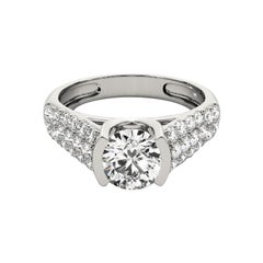 GIA 1.22ct Round Triple Row Diamond Tension Set 18K White Gold Diamond Ring