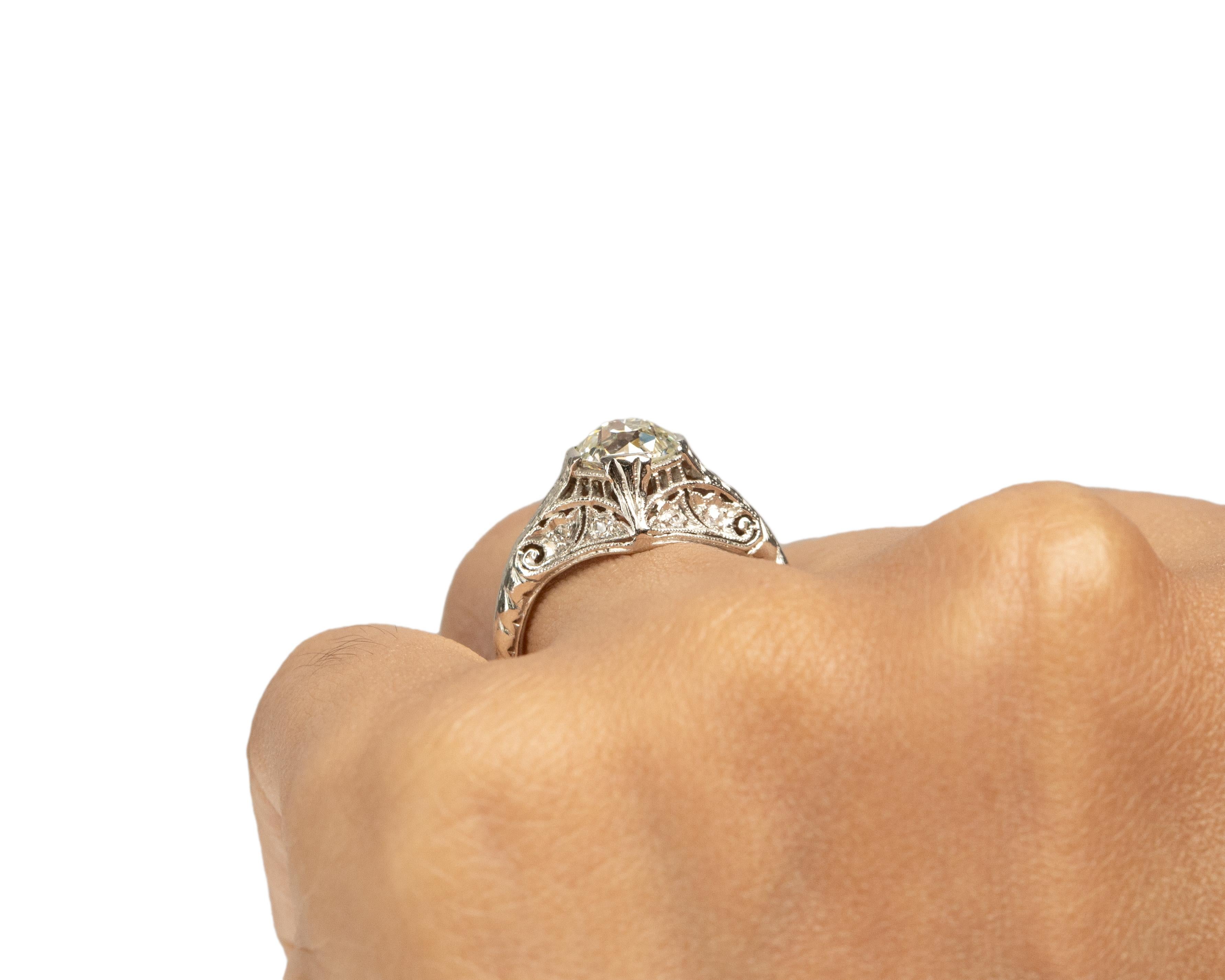 GIA 1.23 Carat Art Deco Diamond Platinum Engagement Ring For Sale 1