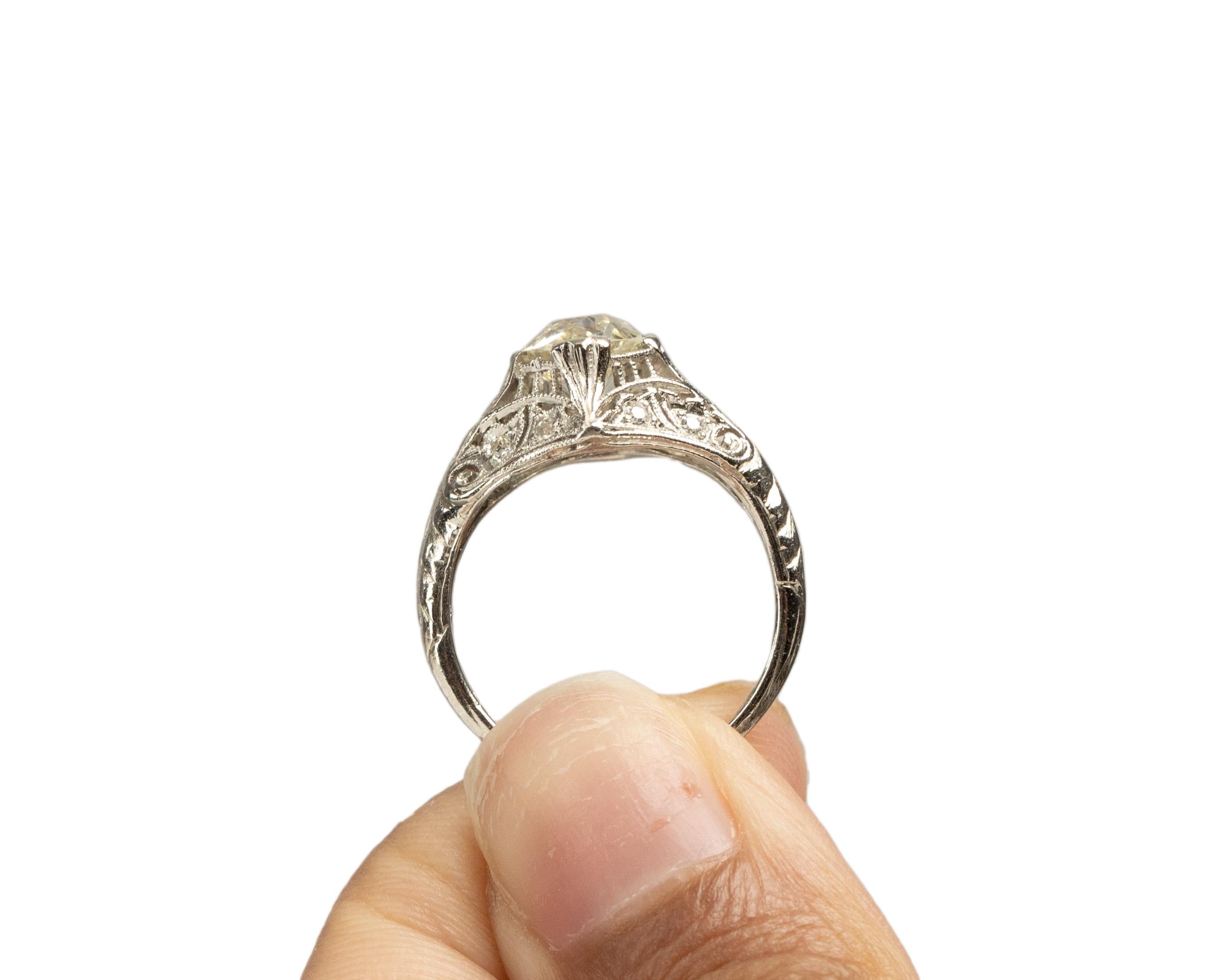 GIA 1.23 Carat Art Deco Diamond Platinum Engagement Ring For Sale 3