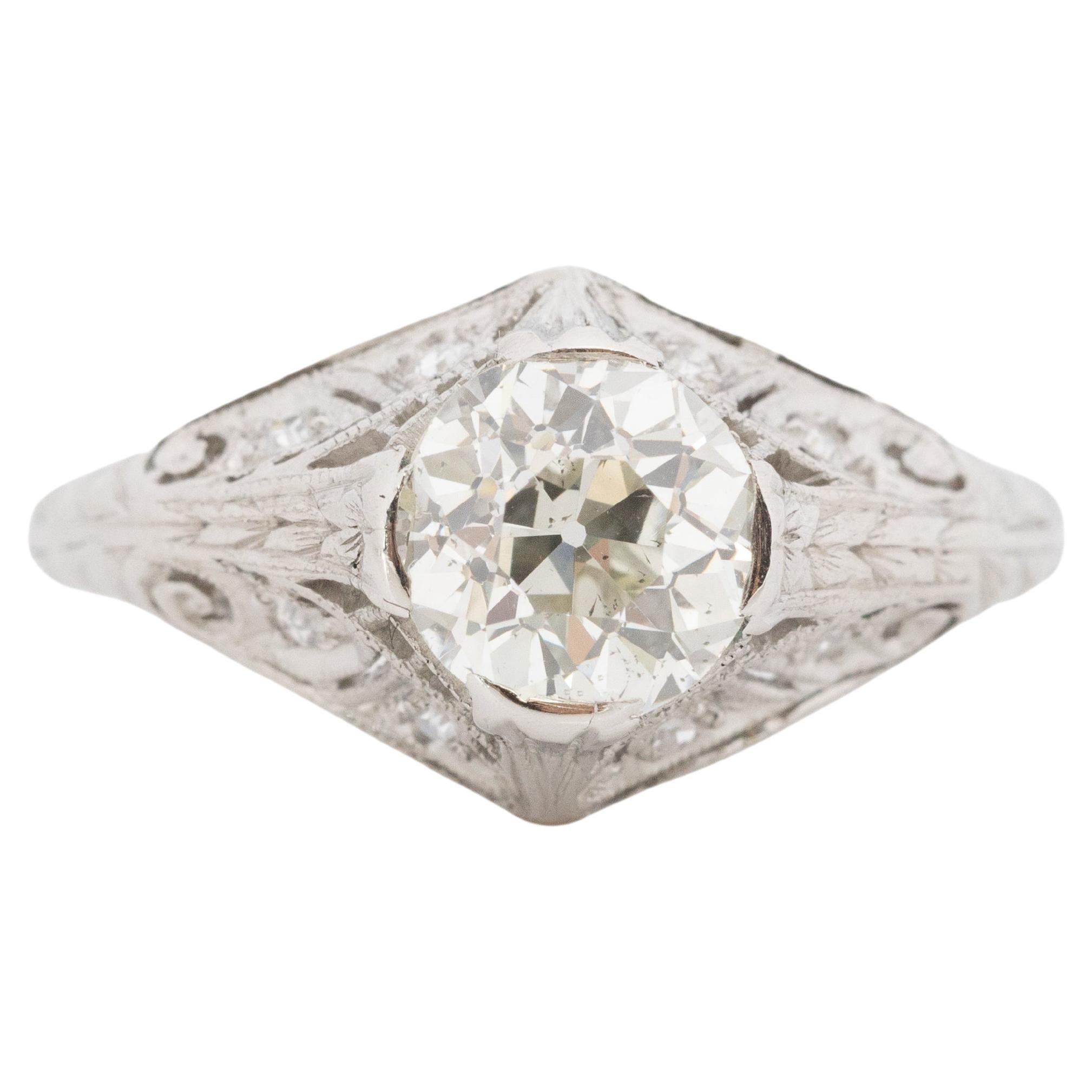 GIA 1.23 Carat Art Deco Diamond Platinum Engagement Ring For Sale