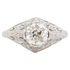 Antique GIA 1.23 Carat Art Deco Diamond Platinum Engagement Ring