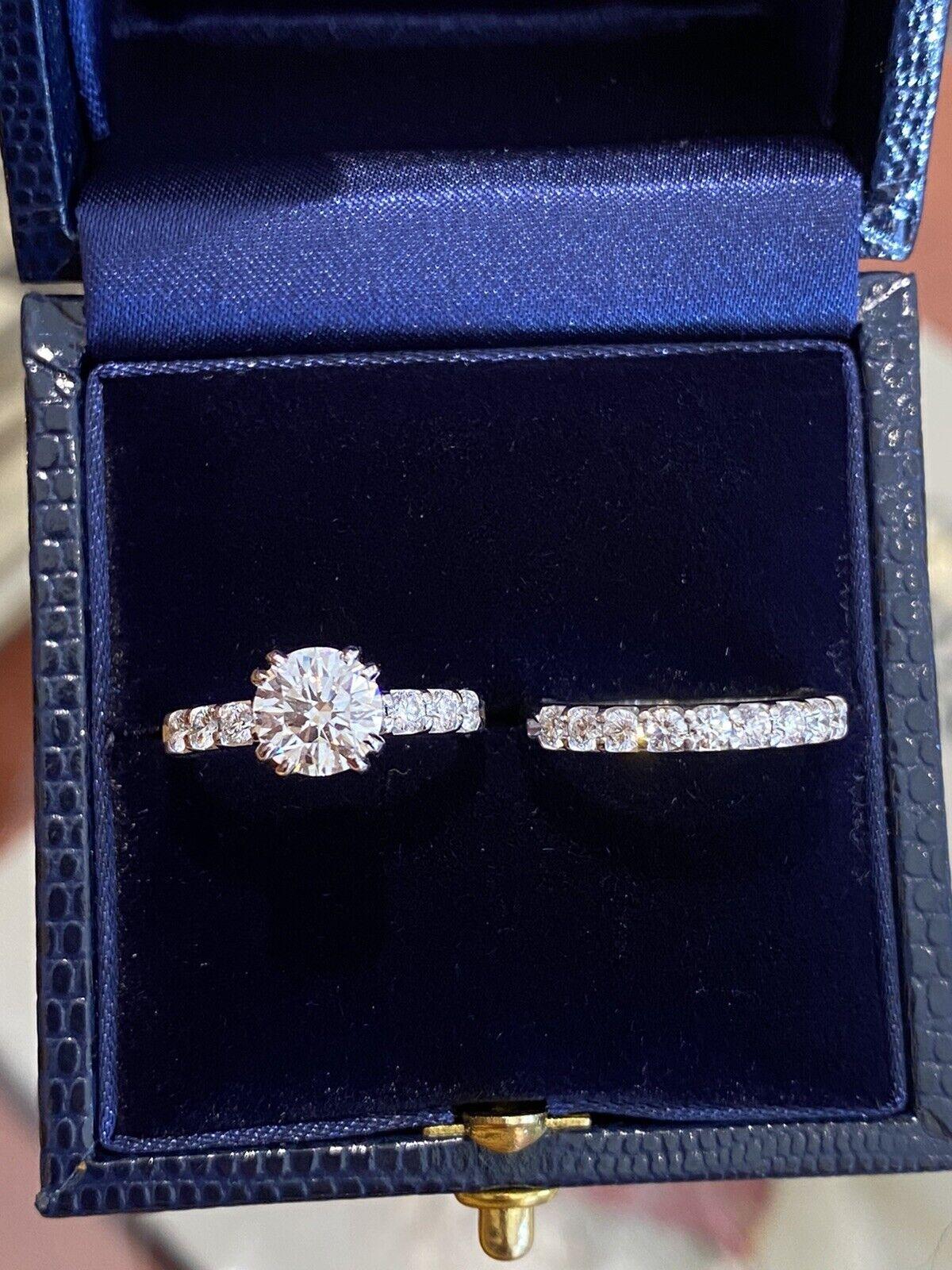 GIA 1,23 Karat Verlobungsring aus 14k Weißgold mit Diamanten (Rundschliff) im Angebot