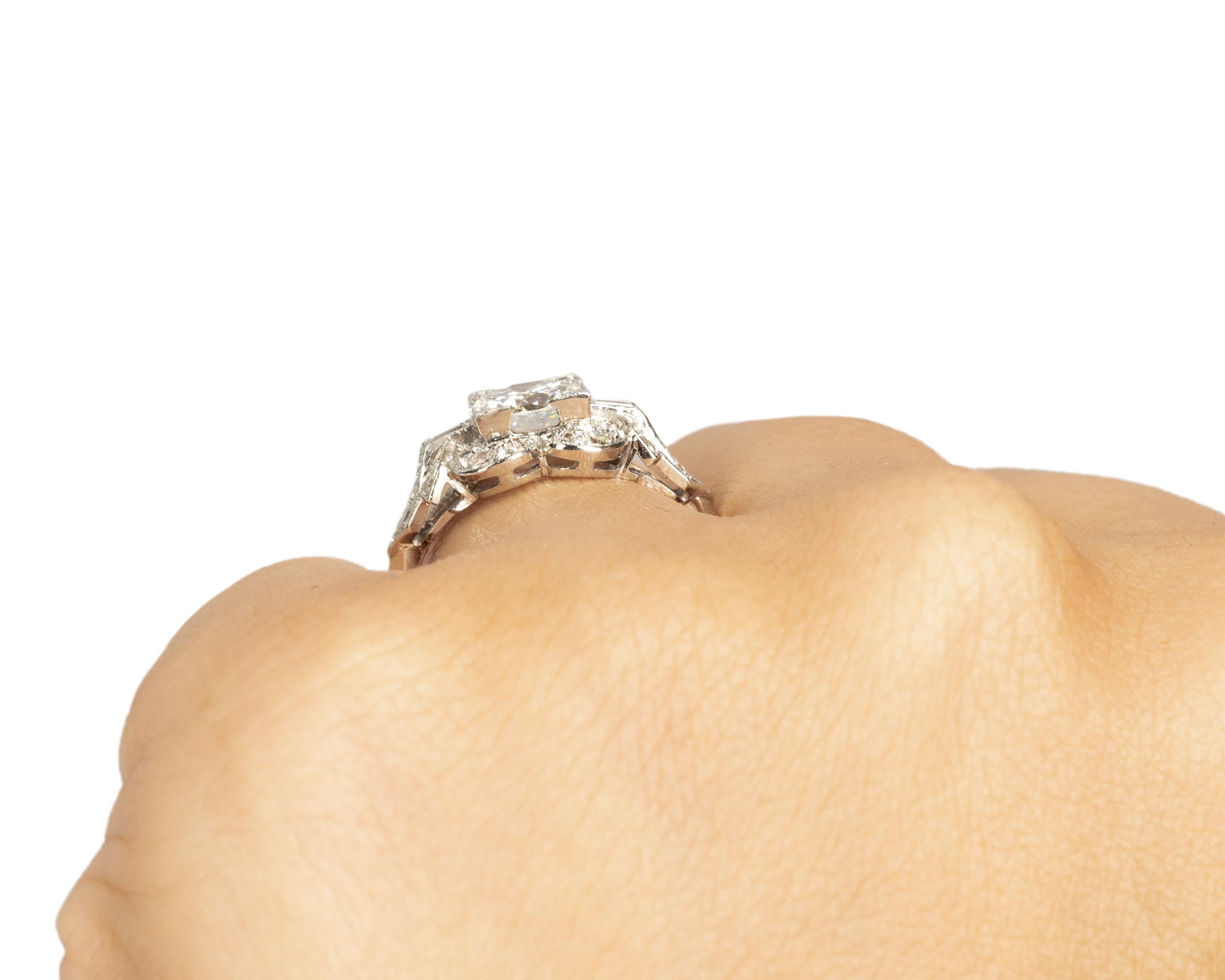 GIA 1.23 Karat Gesamtgewicht Art Deco Diamant Platin Verlobungsring im Angebot 1