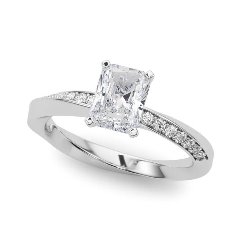 Taglio radiant GIA 1,23ct Radiant Solitaire Twisted Square Band  Anello con diamante in vendita