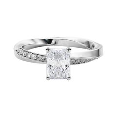 GIA 1,23ct Radiant Solitär Gedrehtes Quadratisches Band  Diamantring
