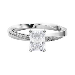 GIA 1.23ct Radiant Solitaire Twisted Square Band  Diamond Ring