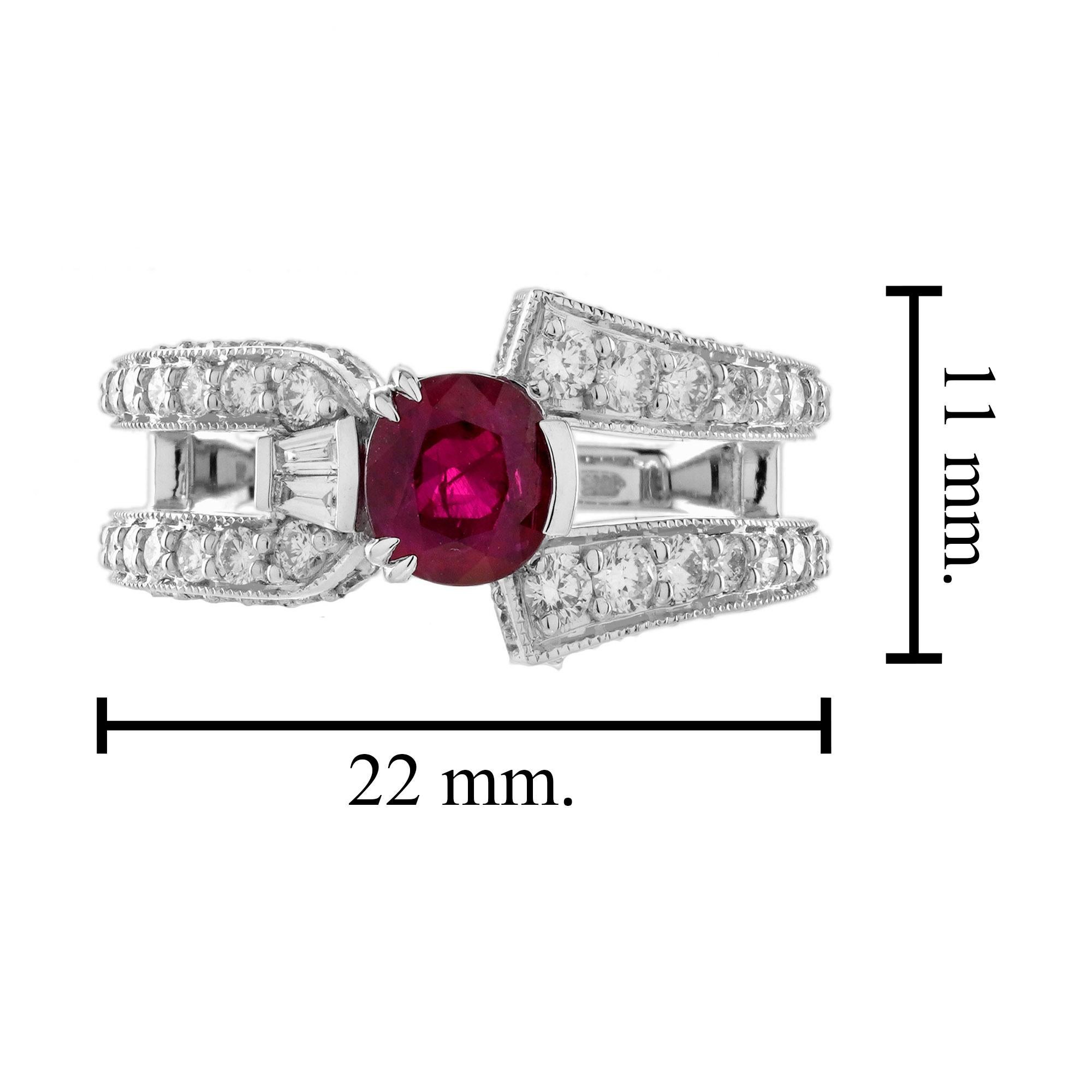 GIA 1.24 Ct. Ruby and Diamond Engagement Ring in 18K White Gold For Sale 7
