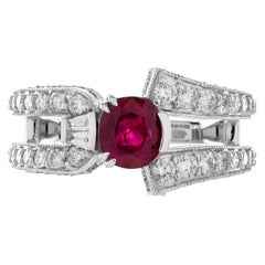 GIA 1.24 Ct. Ruby and Diamond Engagement Ring in 18K White Gold