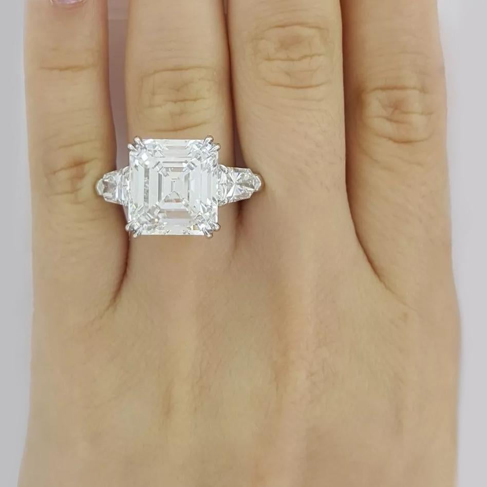 Emerald Cut GIA 12.48 Carat Square Emerald Diamond Flawless Platinum Ring For Sale