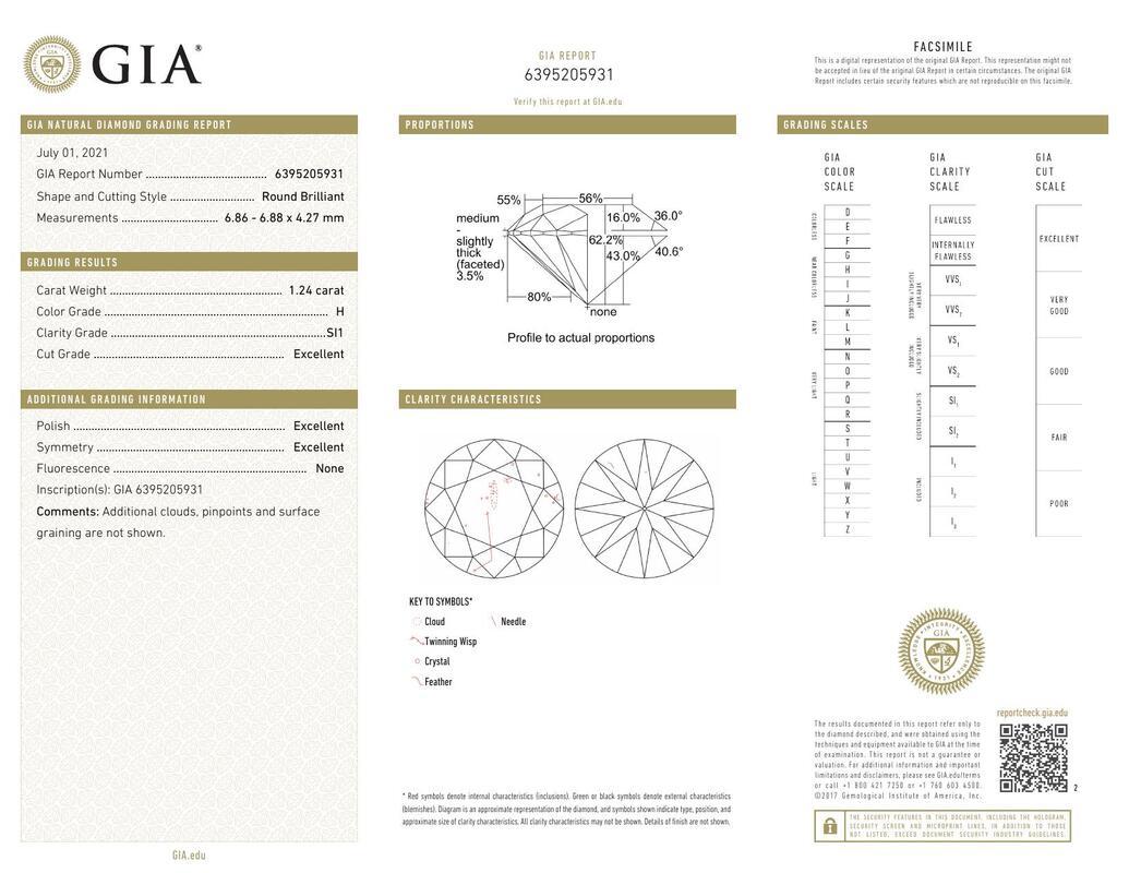 GIA 1.24ct Runde Lünette Verziert Filigran Antik  Diamantring (Zeitgenössisch) im Angebot