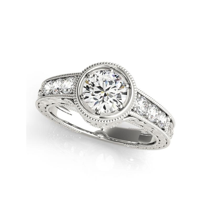 GIA 1.24ct Round Bezel Ornate Filigree Antique  Bague en diamant