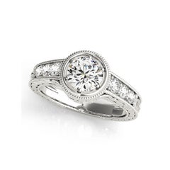 GIA 1.24ct Round Bezel Ornate Filigree Antique  Bague en diamant