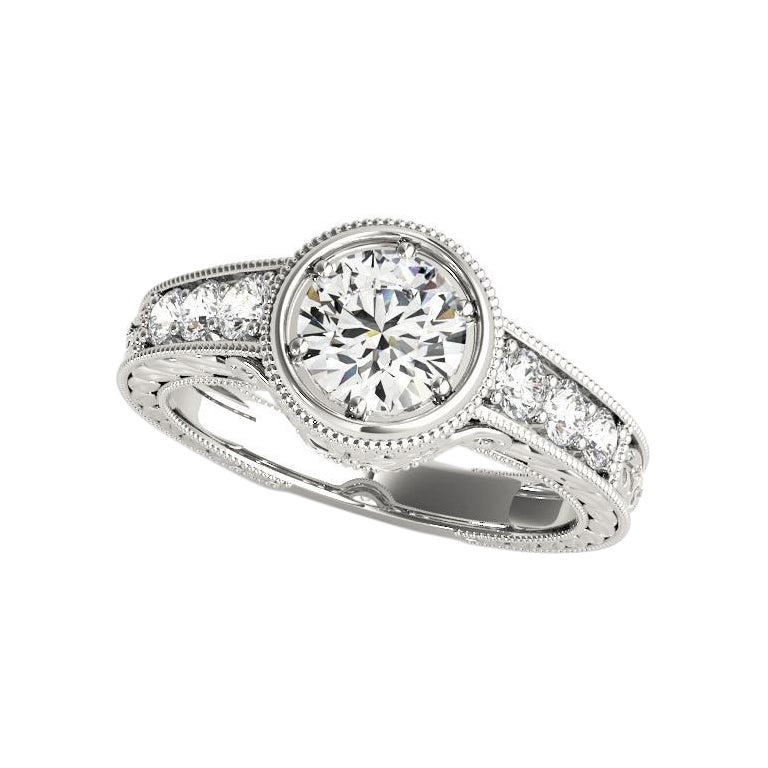 GIA 1.24ct Runde Lünette Verziert Filigran Antik  Diamantring