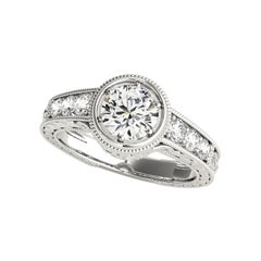 GIA 1.24ct Runde Lünette Verziert Filigran Antik  Diamantring
