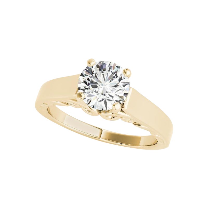 GIA 1.24ct Anello con diamante rotondo vintage a spirale in oro giallo della cattedrale