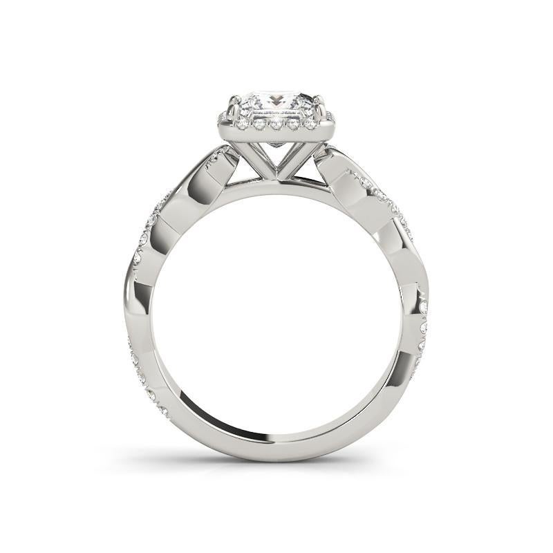 Donna GIA 1,25 carati Anello con diamante quadrato a fascia intrecciata Princess in oro bianco 18 carati in vendita