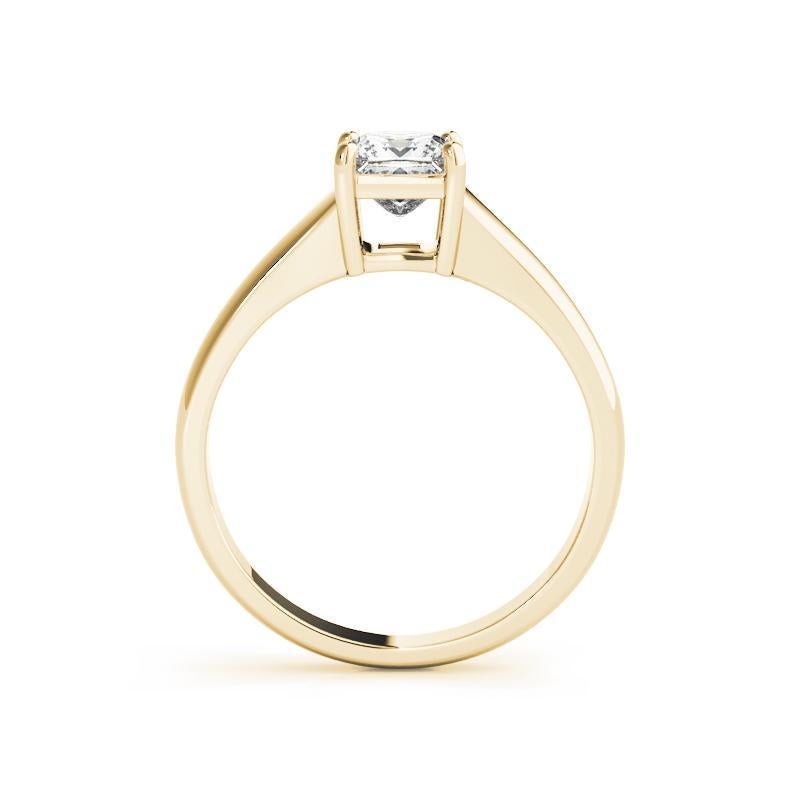 GIA 1,25 Carati Taglio Principessa Solitario a Quattro Punte in Oro Giallo 18K Anello di Diamanti In condizioni Nuovo in vendita a New York, NY