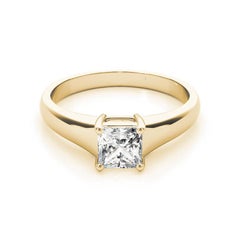GIA 1.25 Carat Princess Cut Solitaire Four-Prong 18K Yellow Gold Diamond Ring