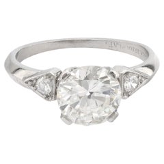 GIA 1.25 carat round brilliant cut diamond platinum engagement ring