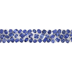 Weißgoldarmband, GIA 125,55 Karat Saphir und Diamant
